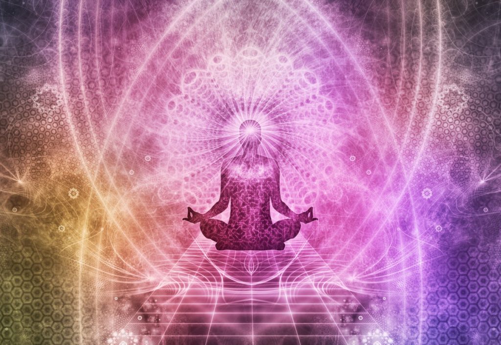 Meditatieve yoga-afbeelding symboliserend spirituele verbinding met online mediums en paragnosten